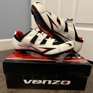 Venzo Men’s Cycling Shoes White and Red